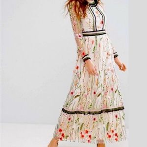 Miss selfridge embroidered maxi gown